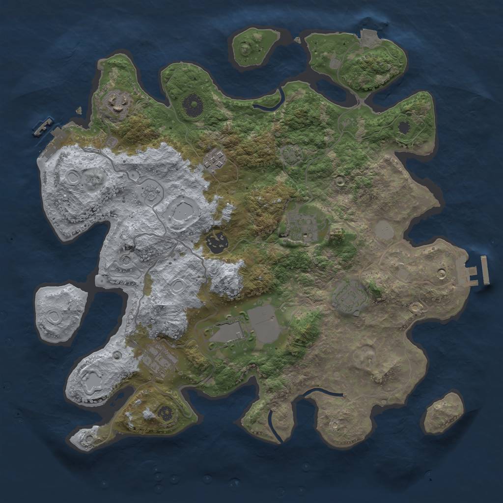 Rust Map: Procedural Map, Size: 3500, Seed: 519669523, 15 Monuments