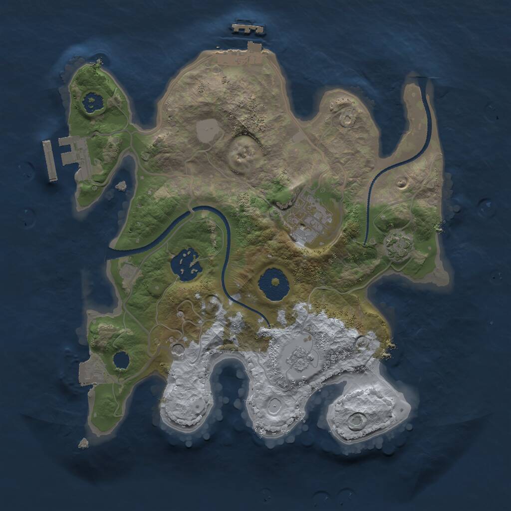 Rust Map: Procedural Map, Size: 2500, Seed: 1723869901, 8 Monuments