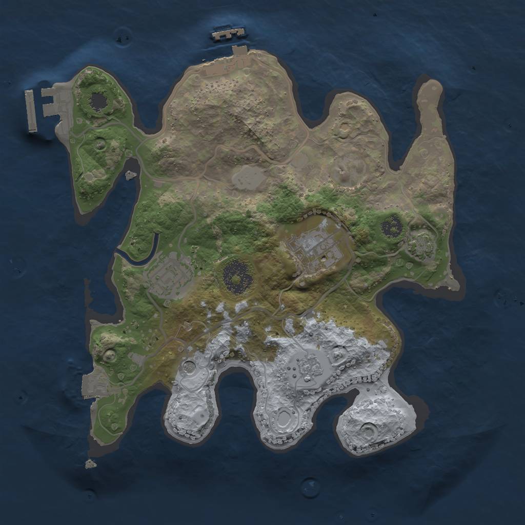 Rust Map: Procedural Map, Size: 2500, Seed: 1723869901, 10 Monuments