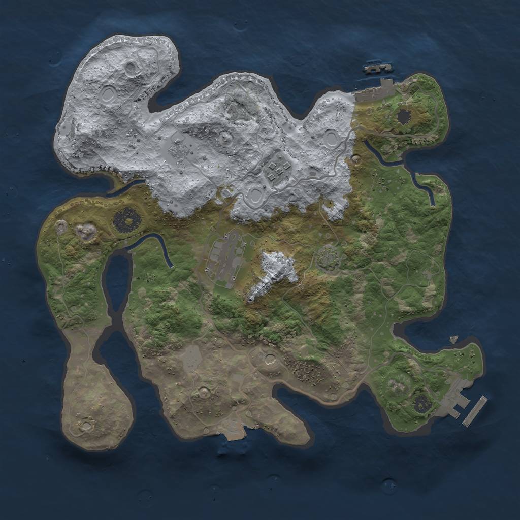 Rust Map: Procedural Map, Size: 3000, Seed: 32455, 10 Monuments