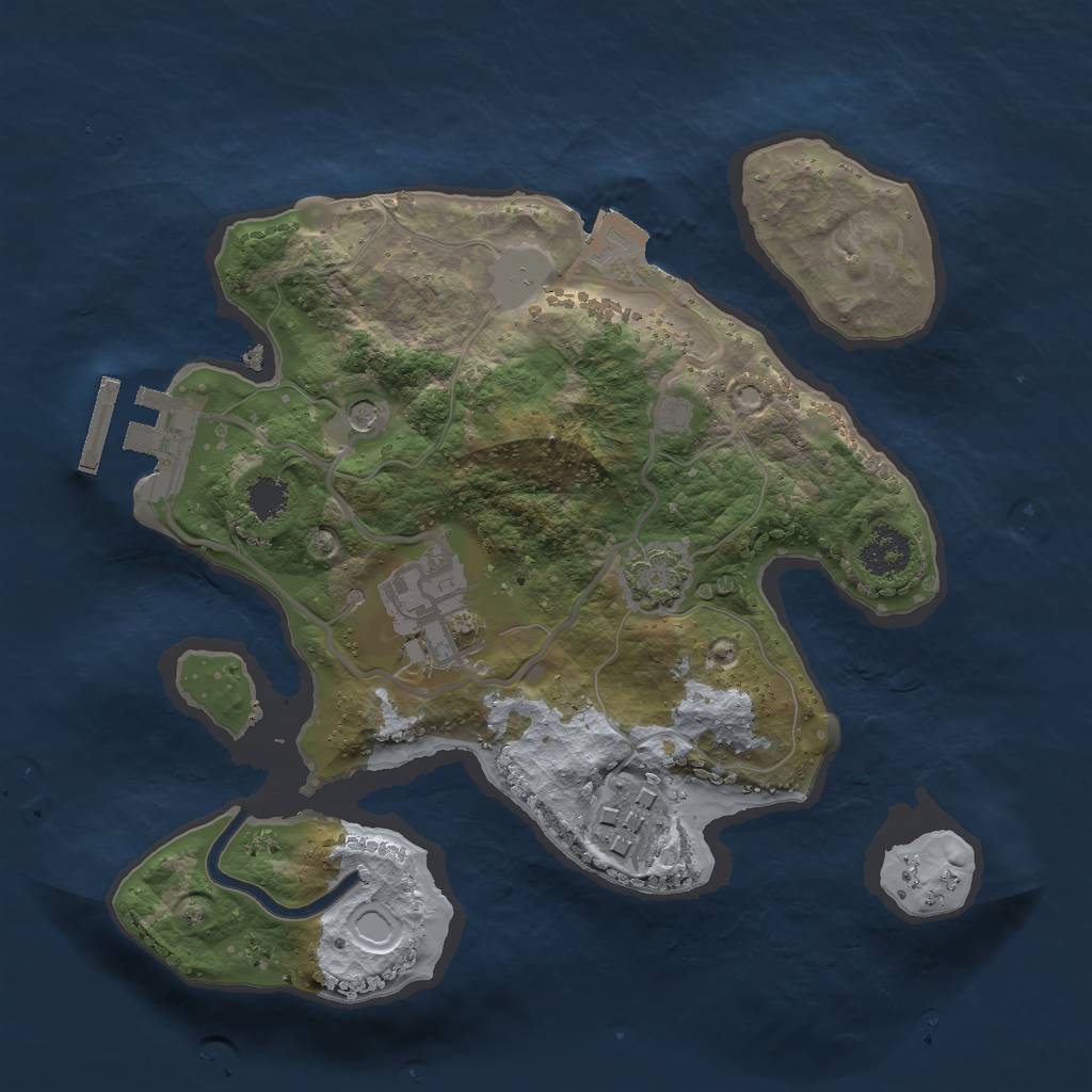 Rust Map: Procedural Map, Size: 2250, Seed: 1395159218, 8 Monuments