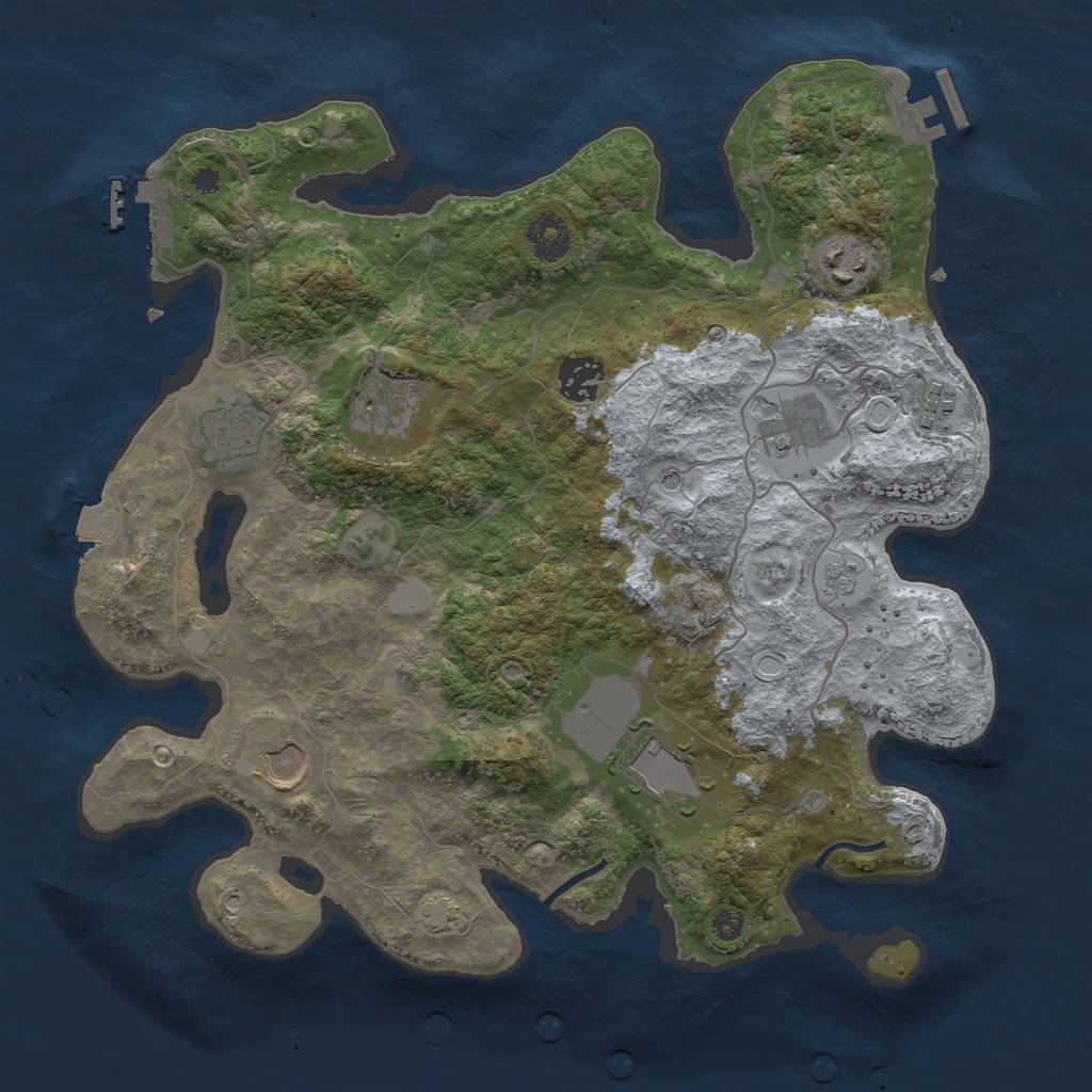 Rust Map: Procedural Map, Size: 3500, Seed: 1765524856, 16 Monuments