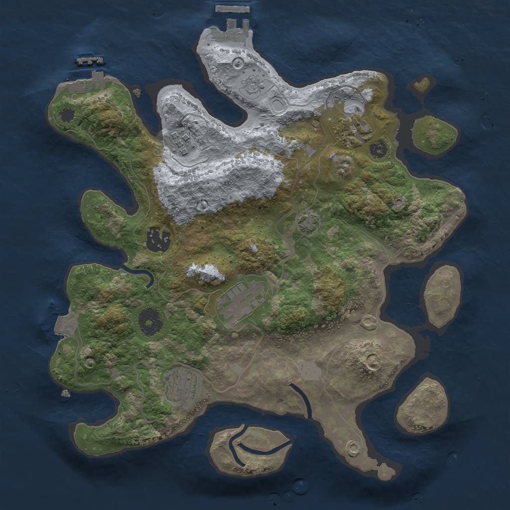 Rust Map: Procedural Map, Size: 3000, Seed: 734268905, 12 Monuments