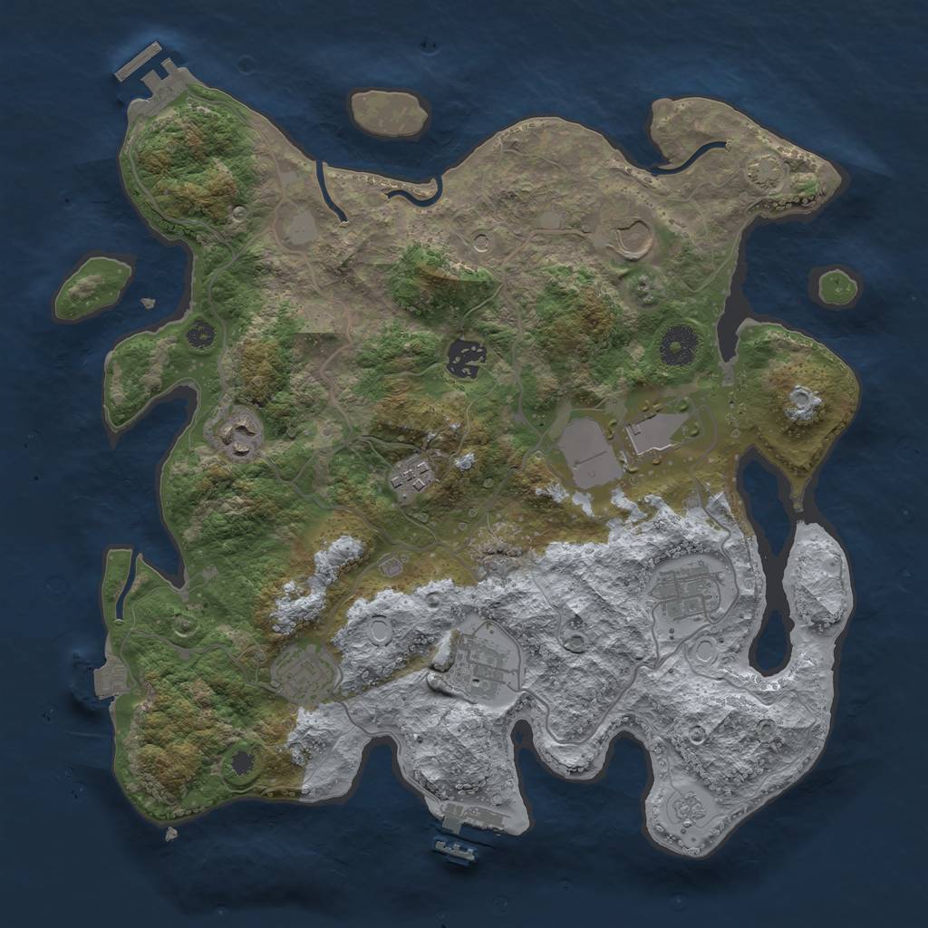 Rust Map: Procedural Map, Size: 3500, Seed: 1105792024, 16 Monuments