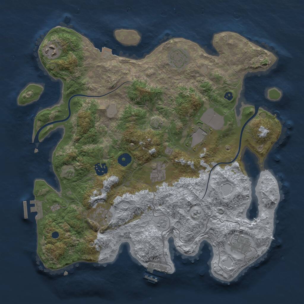 Rust Map: Procedural Map, Size: 3500, Seed: 1105792024, 12 Monuments