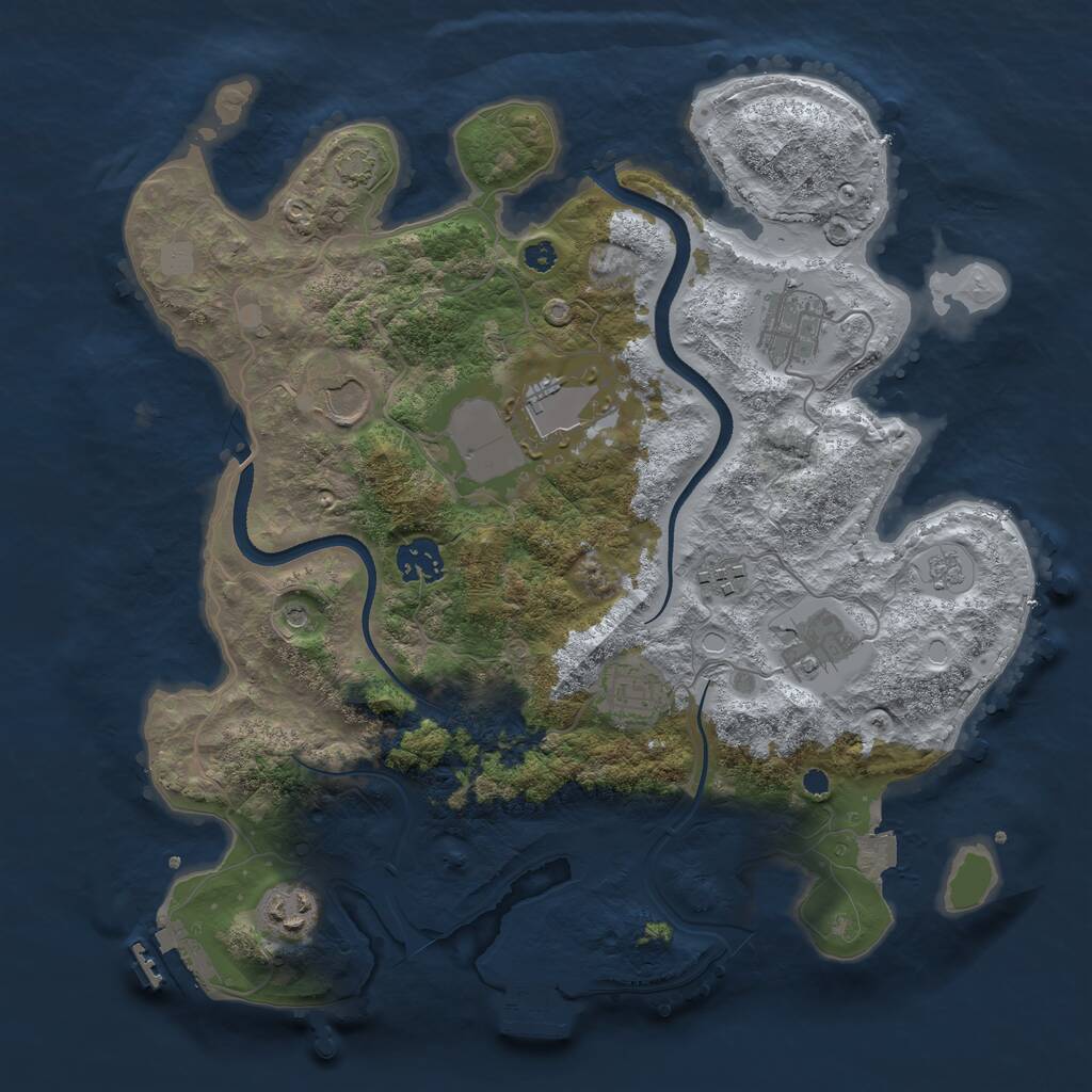 Rust Map: Procedural Map, Size: 3500, Seed: 22323074, 14 Monuments