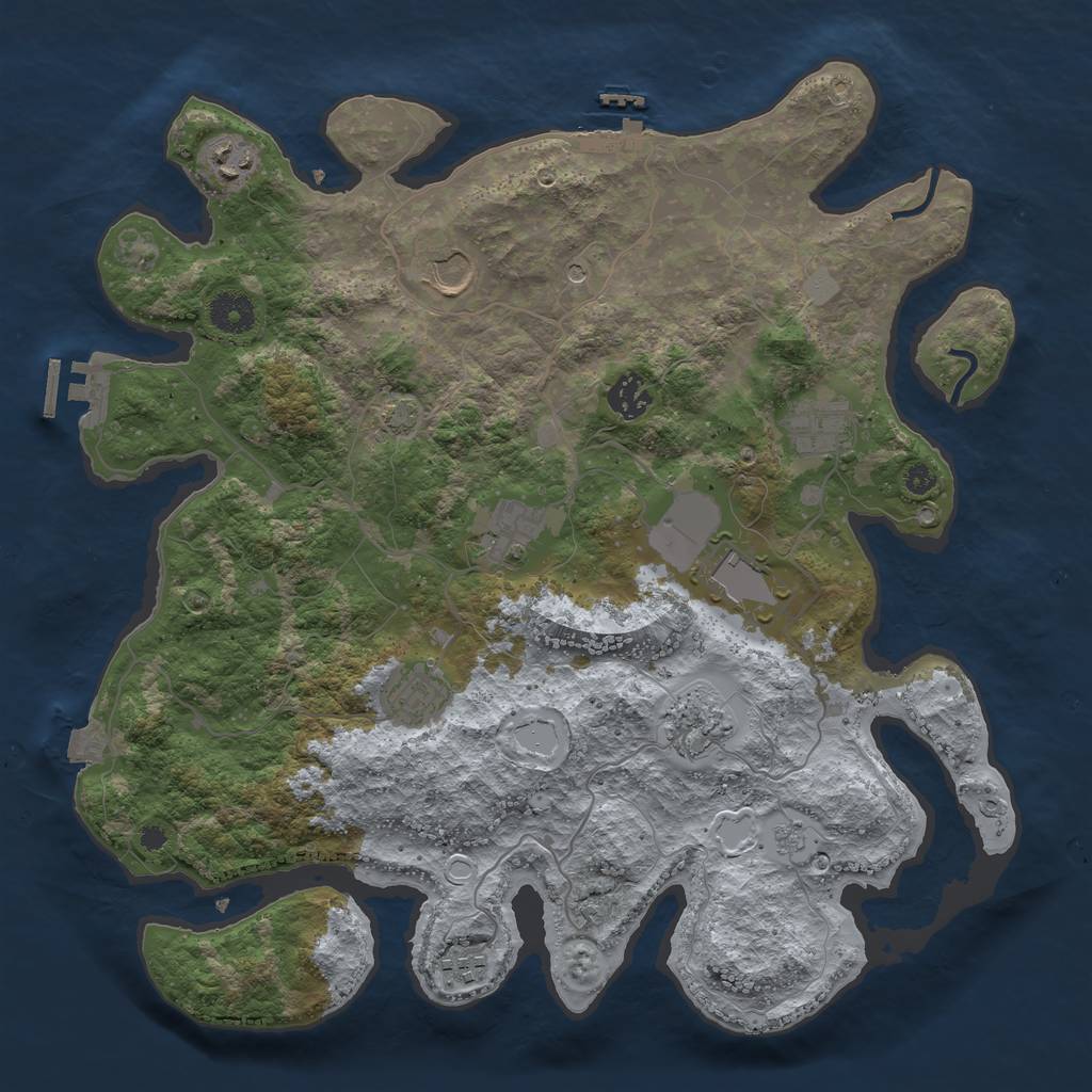 Rust Map: Procedural Map, Size: 3750, Seed: 2055685361, 17 Monuments