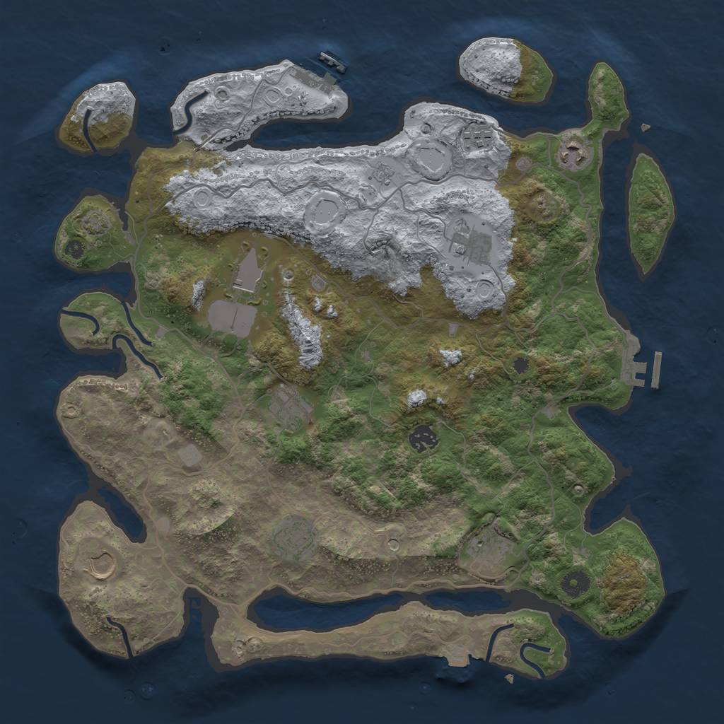Rust Map: Procedural Map, Size: 4000, Seed: 1728405502, 17 Monuments
