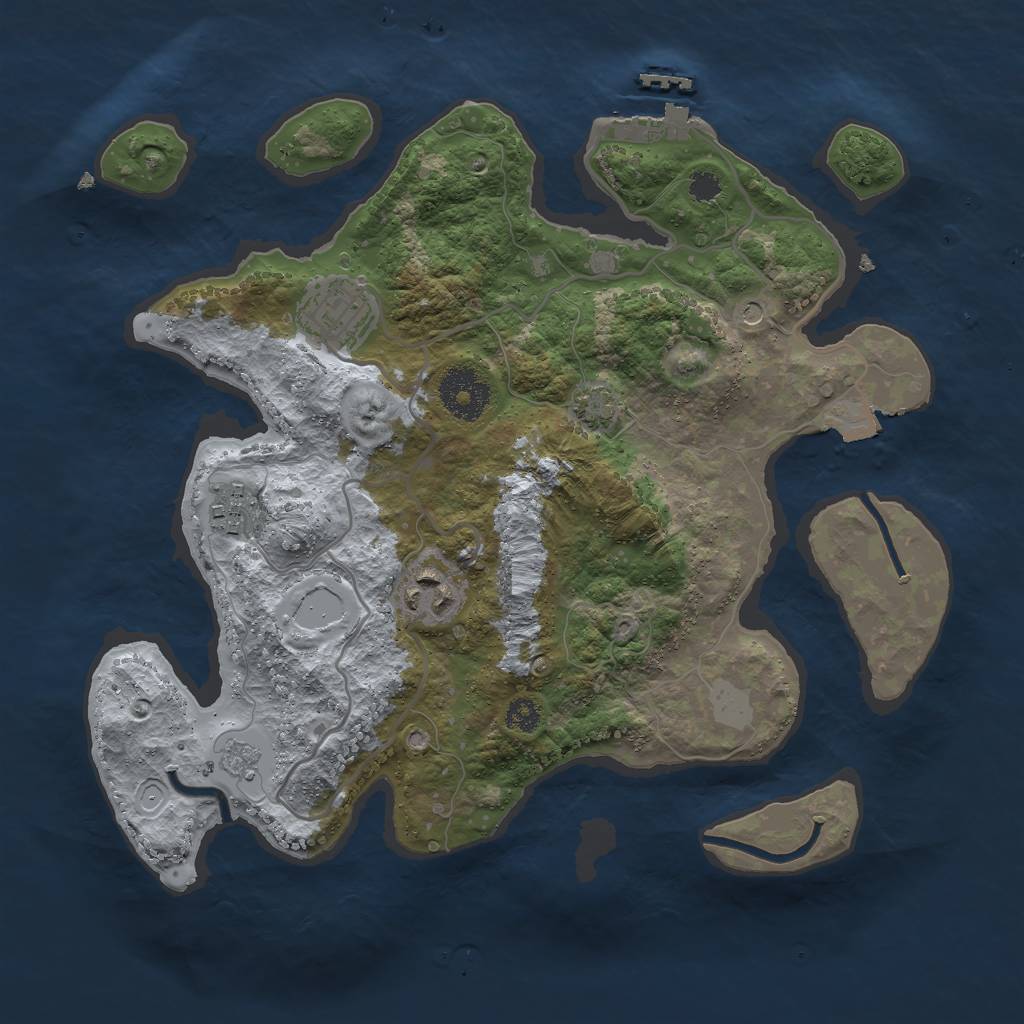 Rust Map: Procedural Map, Size: 3000, Seed: 2680159, 10 Monuments