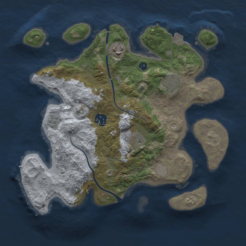 Rust Map: Procedural Map, Size: 3000, Seed: 2680159, 8 Monuments