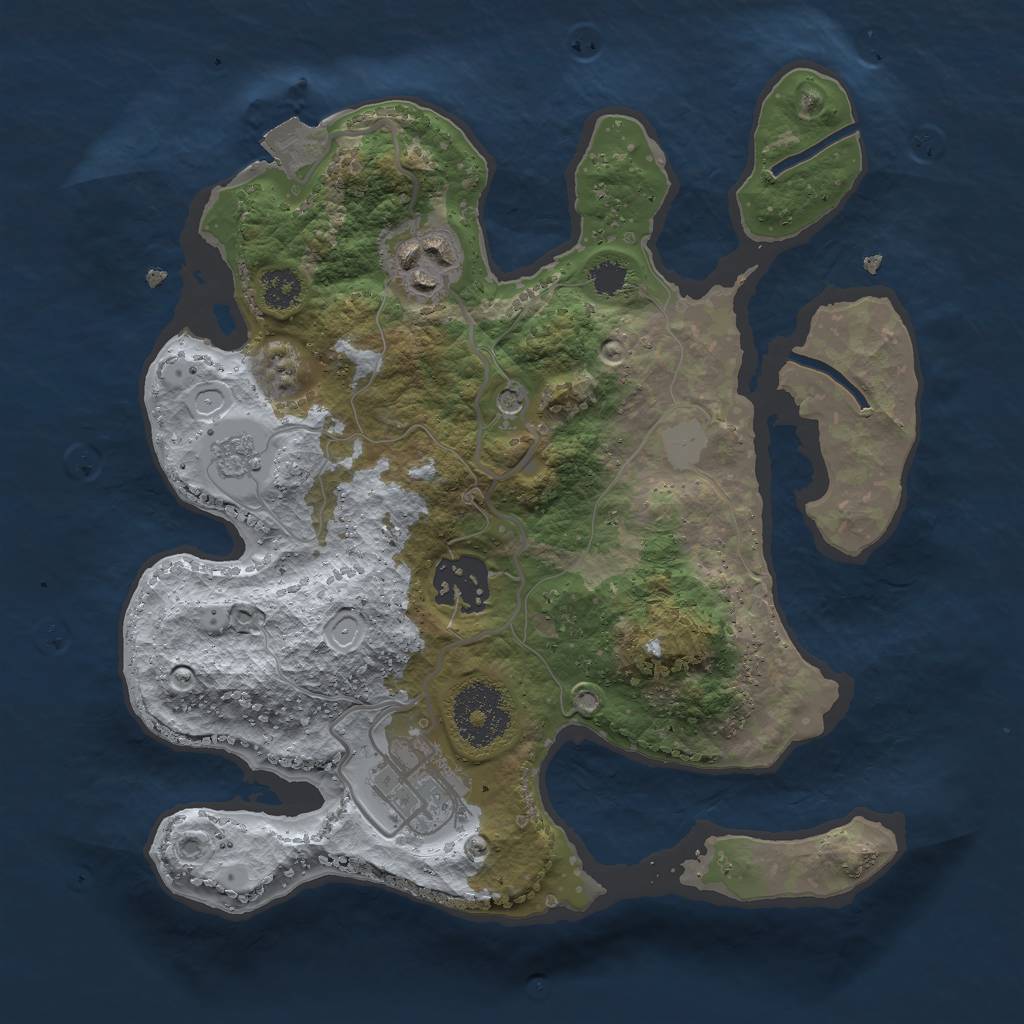 Rust Map: Procedural Map, Size: 2600, Seed: 1344113134, 8 Monuments