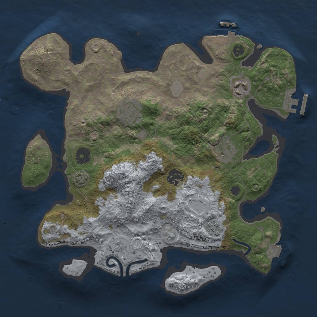 Rust Map: Procedural Map, Size: 3000, Seed: 43278462, 12 Monuments