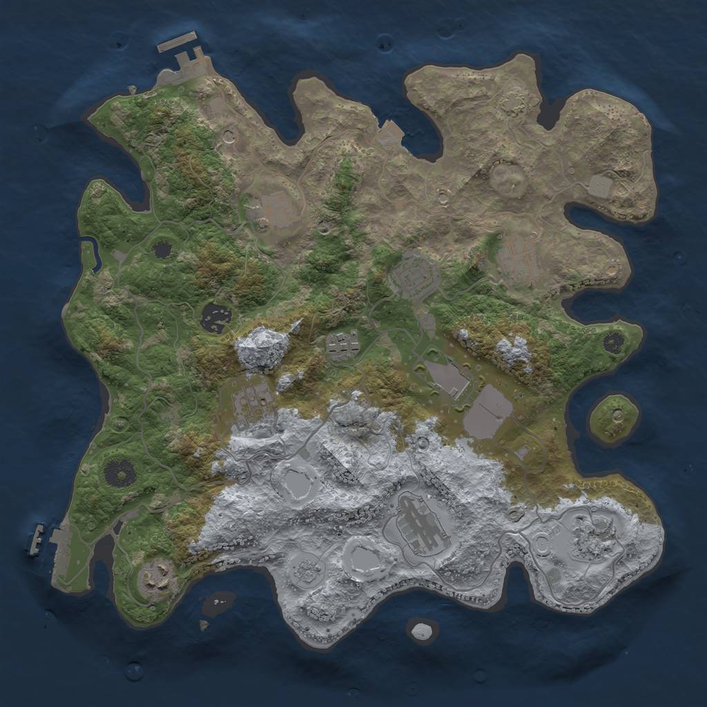 Rust Map: Procedural Map, Size: 3500, Seed: 1041084472, 18 Monuments