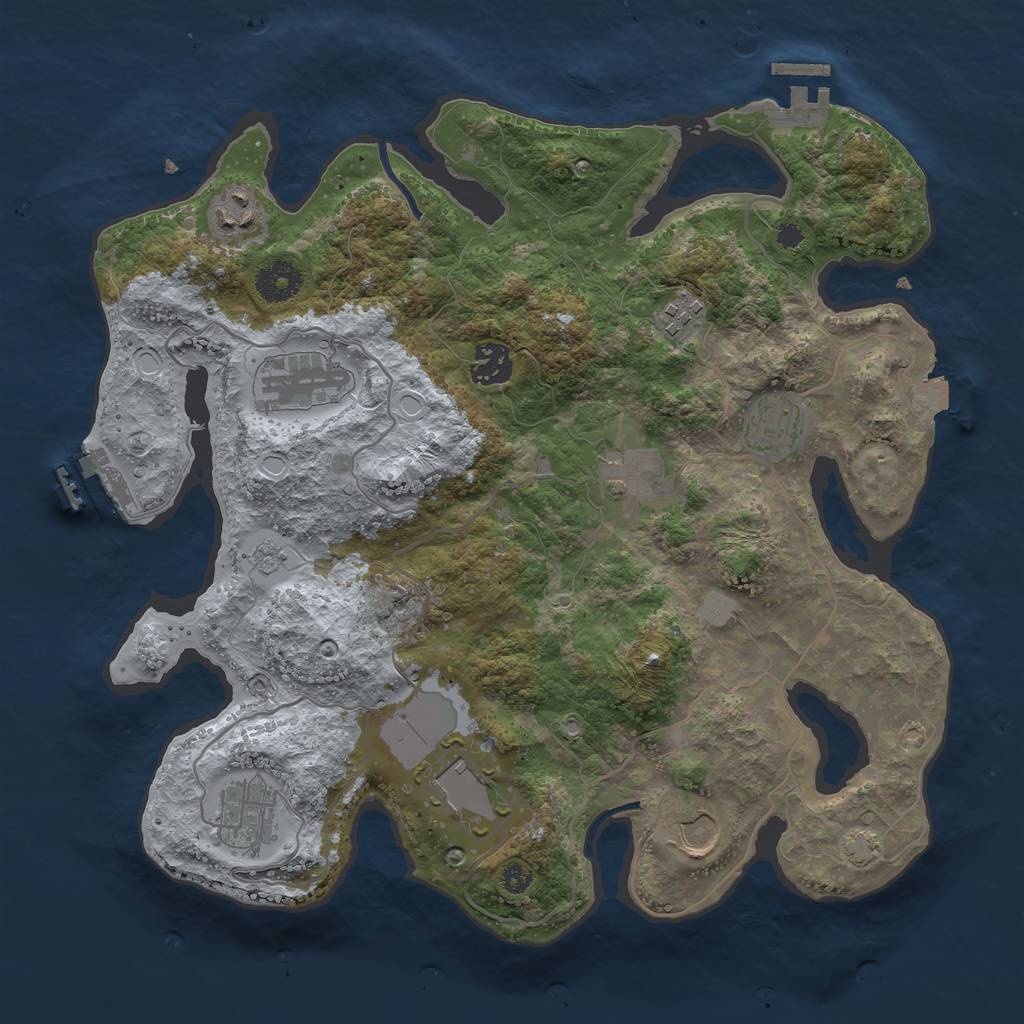 Rust Map: Procedural Map, Size: 3500, Seed: 1040185564, 16 Monuments