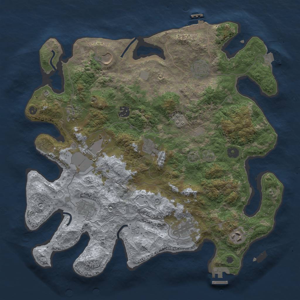 Rust Map: Procedural Map, Size: 3850, Seed: 38844419, 18 Monuments