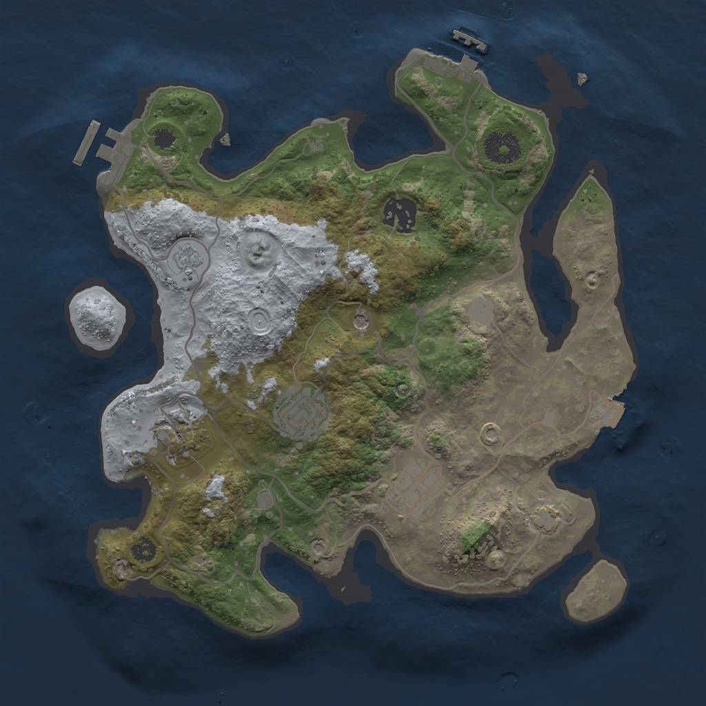 Rust Map: Procedural Map, Size: 3000, Seed: 22547, 12 Monuments