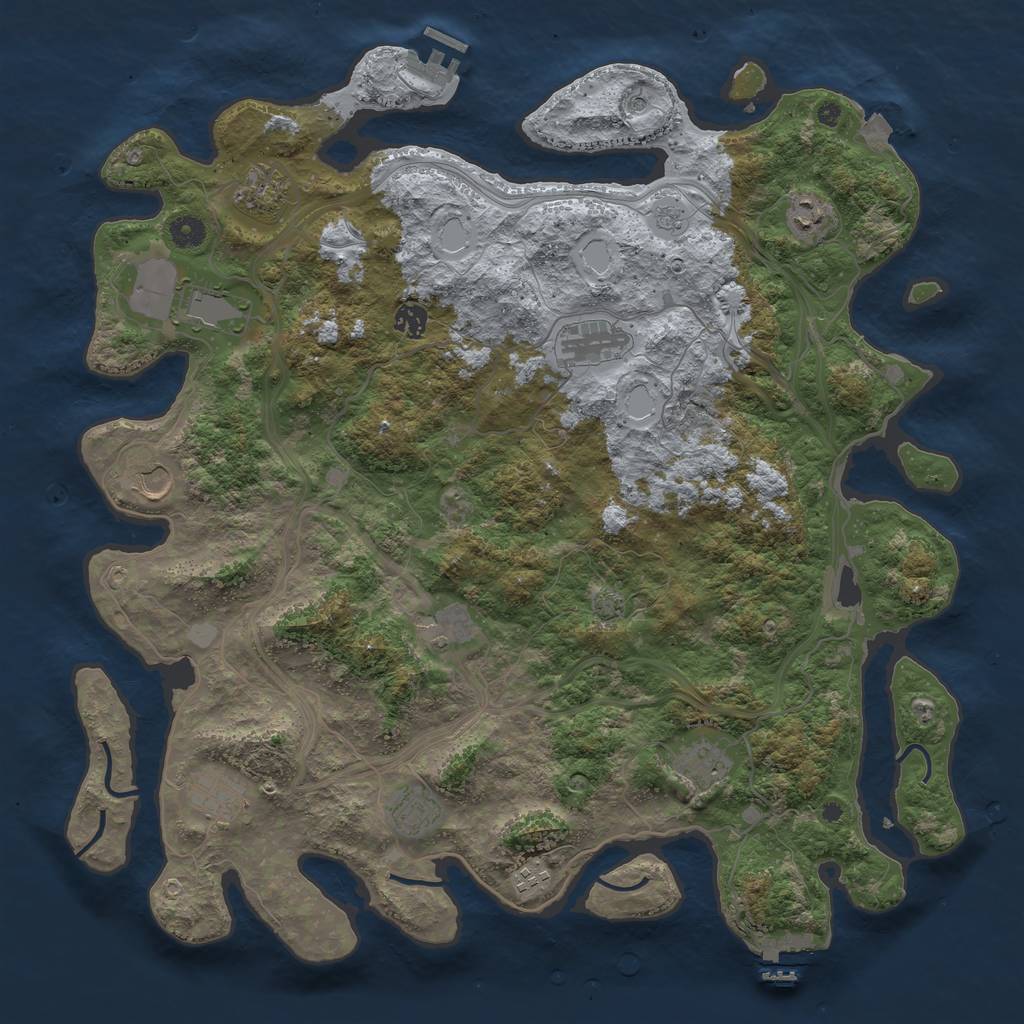 Rust Map: Procedural Map, Size: 4500, Seed: 1279121605, 19 Monuments