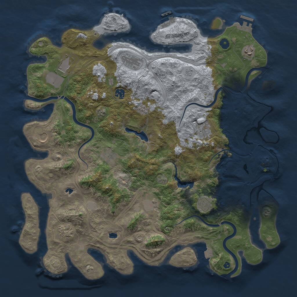 Rust Map: Procedural Map, Size: 4500, Seed: 1279121605, 19 Monuments