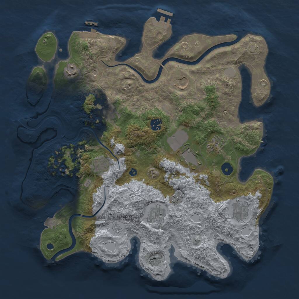 Rust Map: Procedural Map, Size: 3750, Seed: 156387046, 18 Monuments