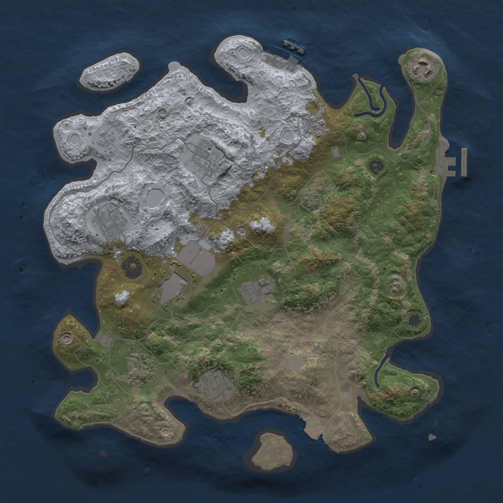 Rust Map: Procedural Map, Size: 3500, Seed: 728178141, 16 Monuments