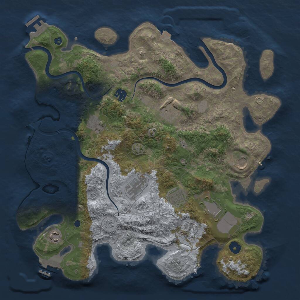 Rust Map: Procedural Map, Size: 3800, Seed: 1712494148, 16 Monuments