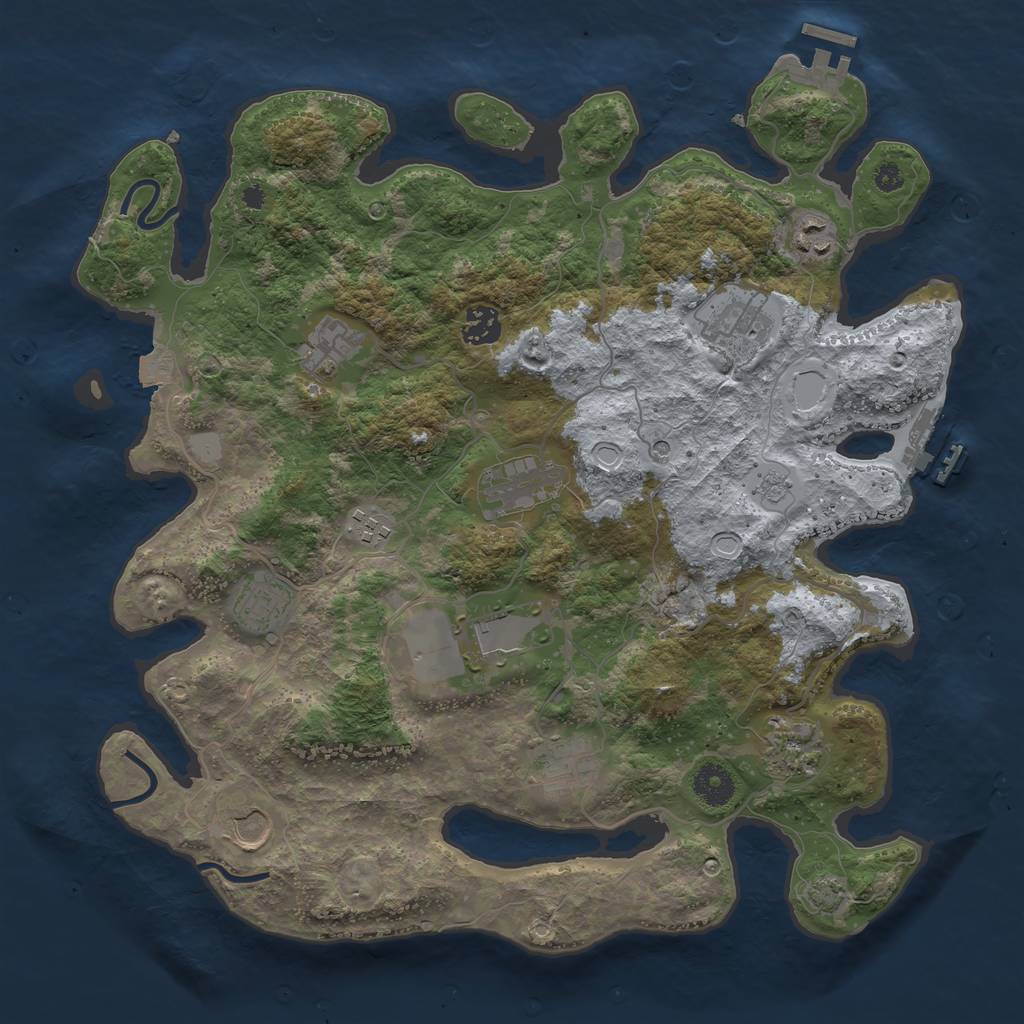 Rust Map: Procedural Map, Size: 3750, Seed: 106543025, 19 Monuments