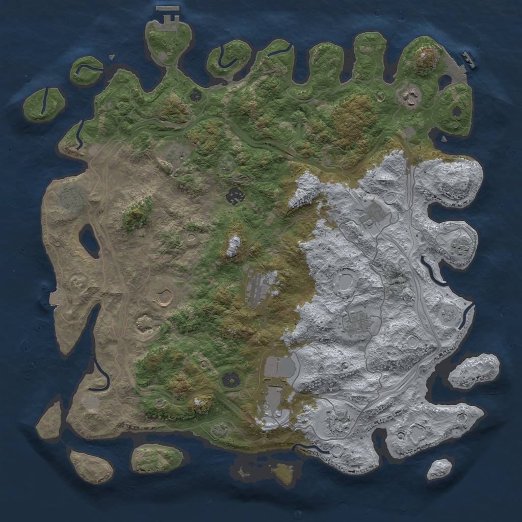 Rust Map: Procedural Map, Size: 4500, Seed: 658786837, 19 Monuments