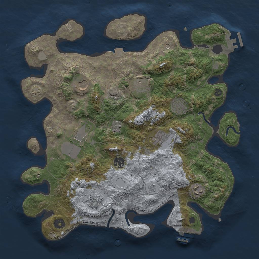 Rust Map: Procedural Map, Size: 3600, Seed: 402, 17 Monuments