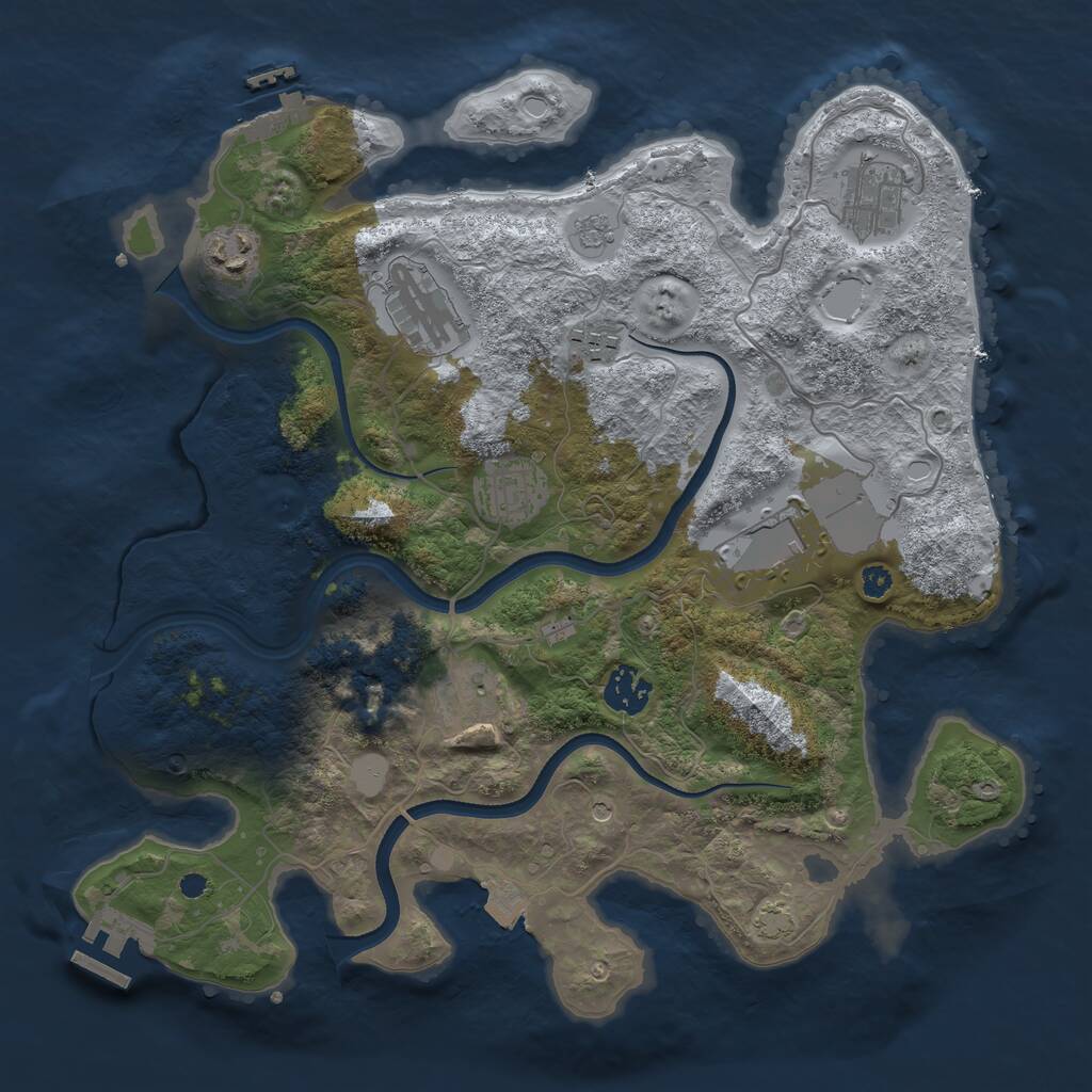 Rust Map: Procedural Map, Size: 3500, Seed: 569978110, 14 Monuments