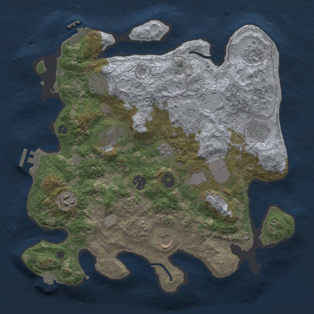 Rust Map: Procedural Map, Size: 3500, Seed: 569978110, 17 Monuments