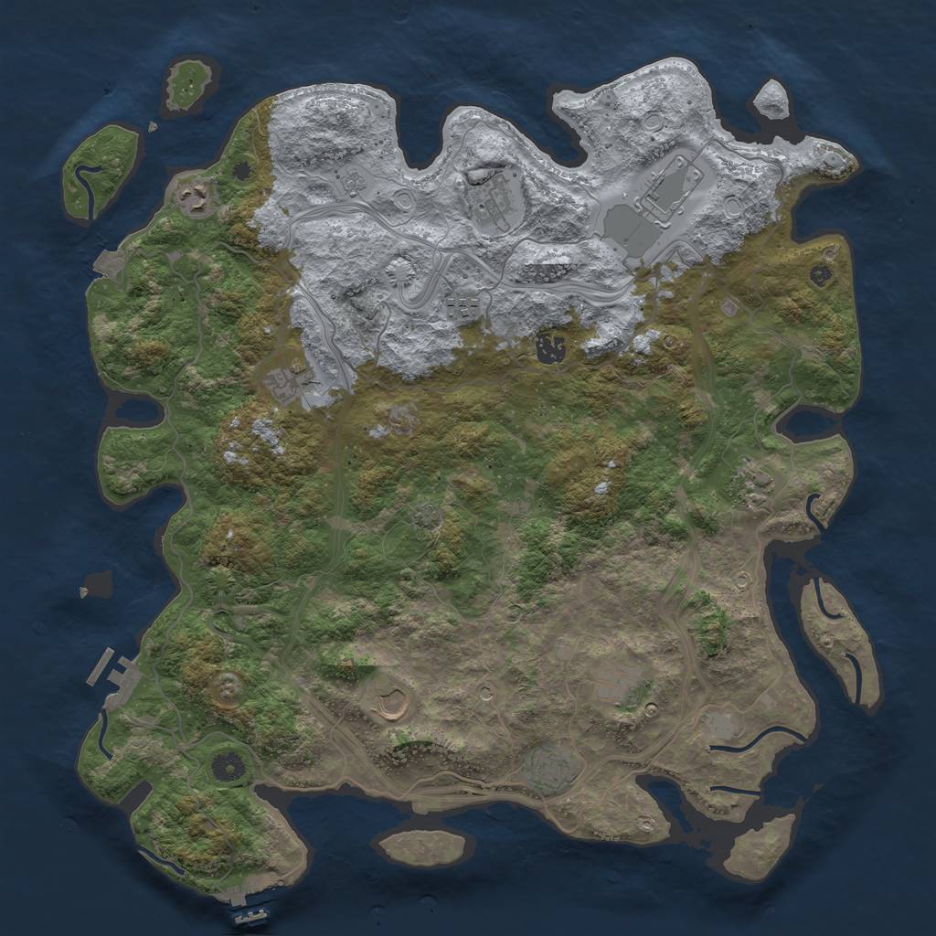Rust Map: Procedural Map, Size: 4500, Seed: 2111398160, 18 Monuments