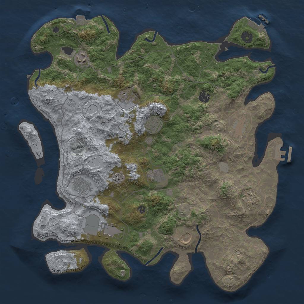 Rust Map: Procedural Map, Size: 4000, Seed: 1717035220, 19 Monuments