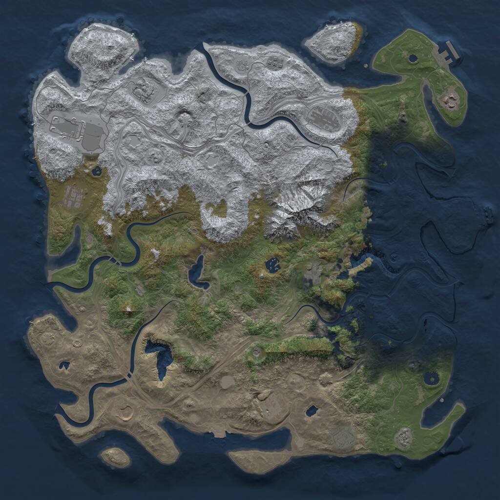 Rust Map: Procedural Map, Size: 5000, Seed: 50002, 17 Monuments