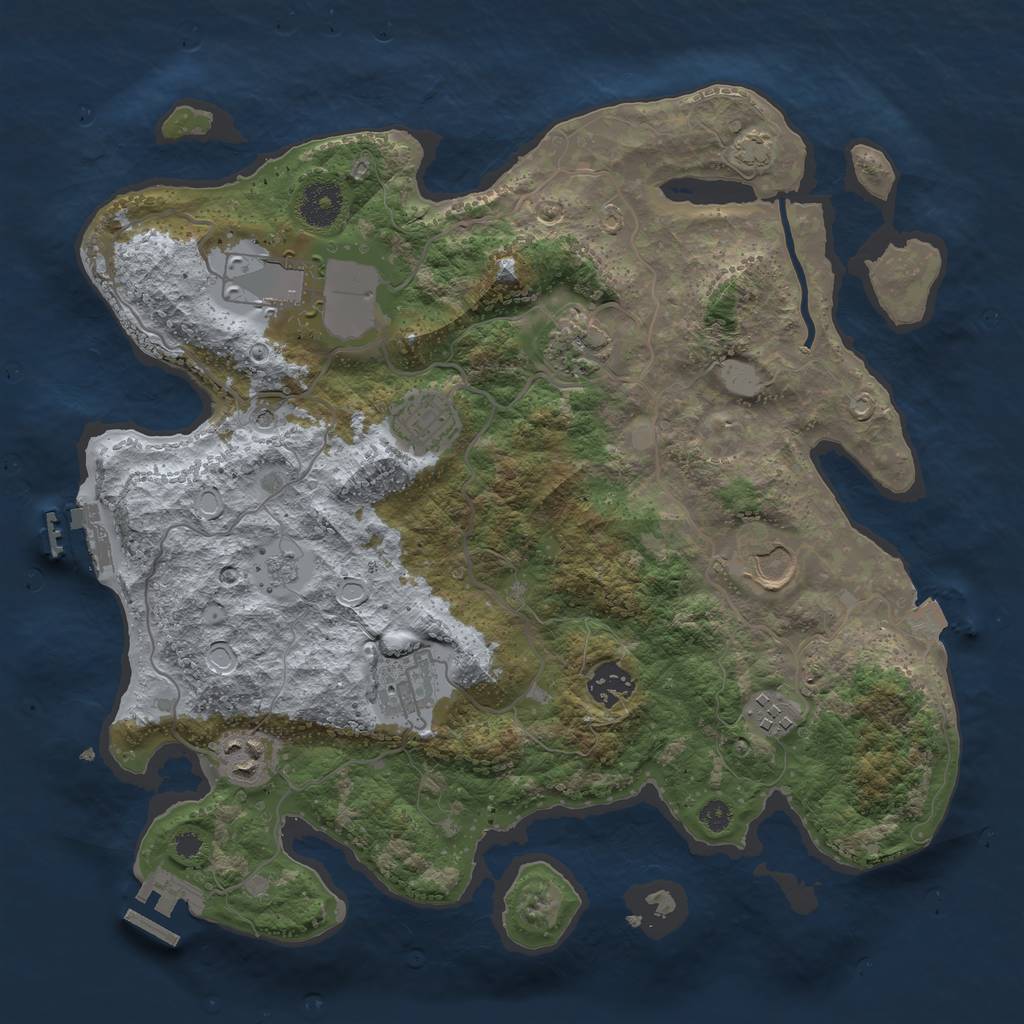 Rust Map: Procedural Map, Size: 3500, Seed: 35897974, 16 Monuments