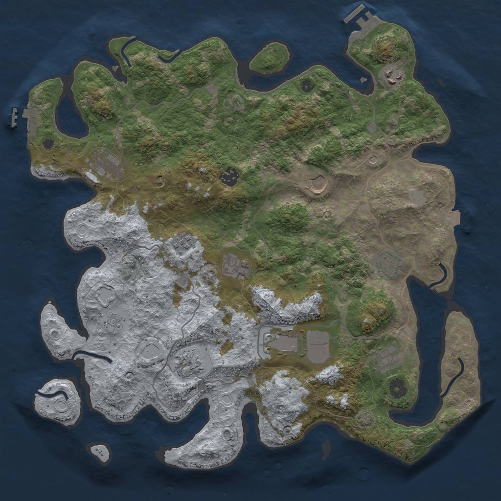 Rust Map: Procedural Map, Size: 4000, Seed: 1698539993, 18 Monuments