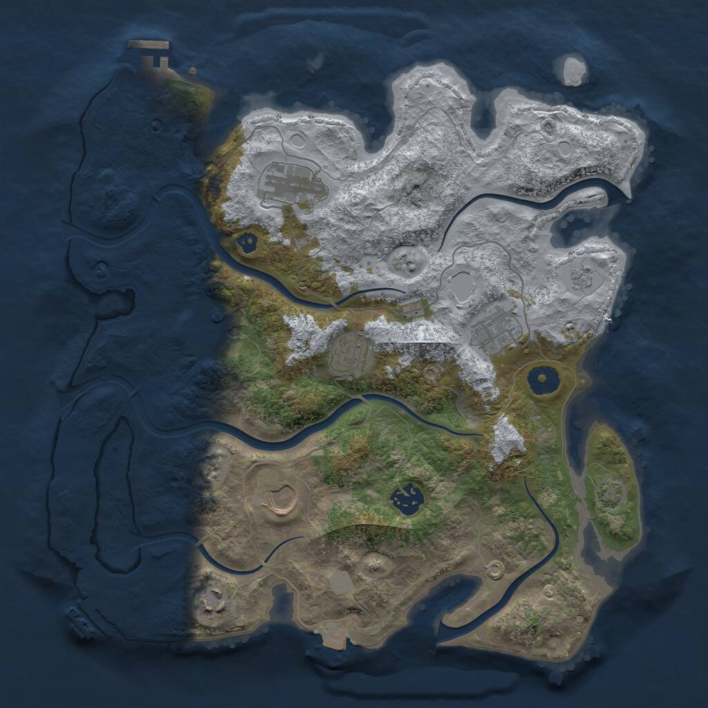 Rust Map: Procedural Map, Size: 3500, Seed: 1230761169, 12 Monuments