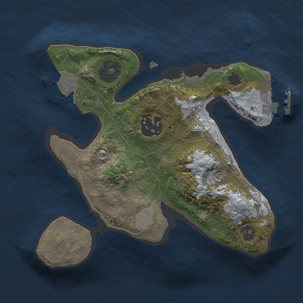 Rust Map: Procedural Map, Size: 2000, Seed: 1232414122, 6 Monuments