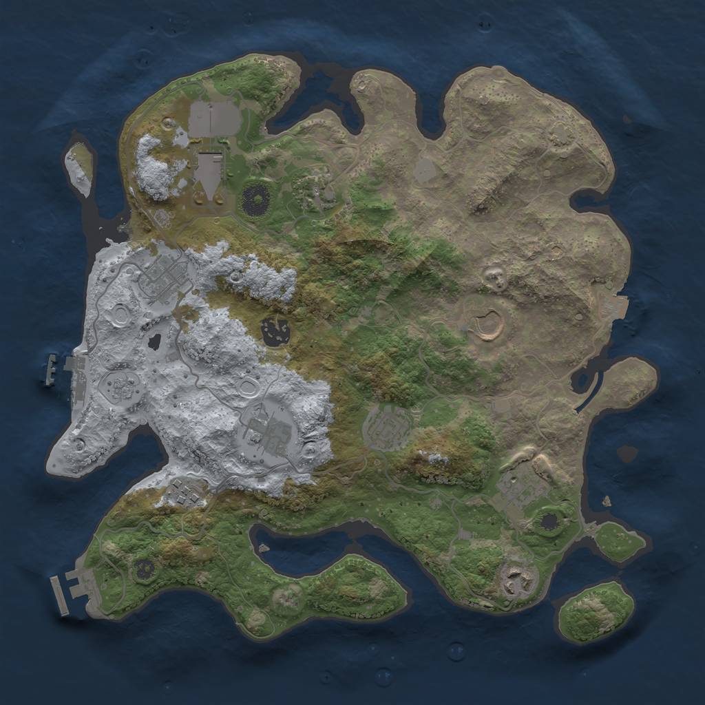 Rust Map: Procedural Map, Size: 3500, Seed: 61579521, 17 Monuments