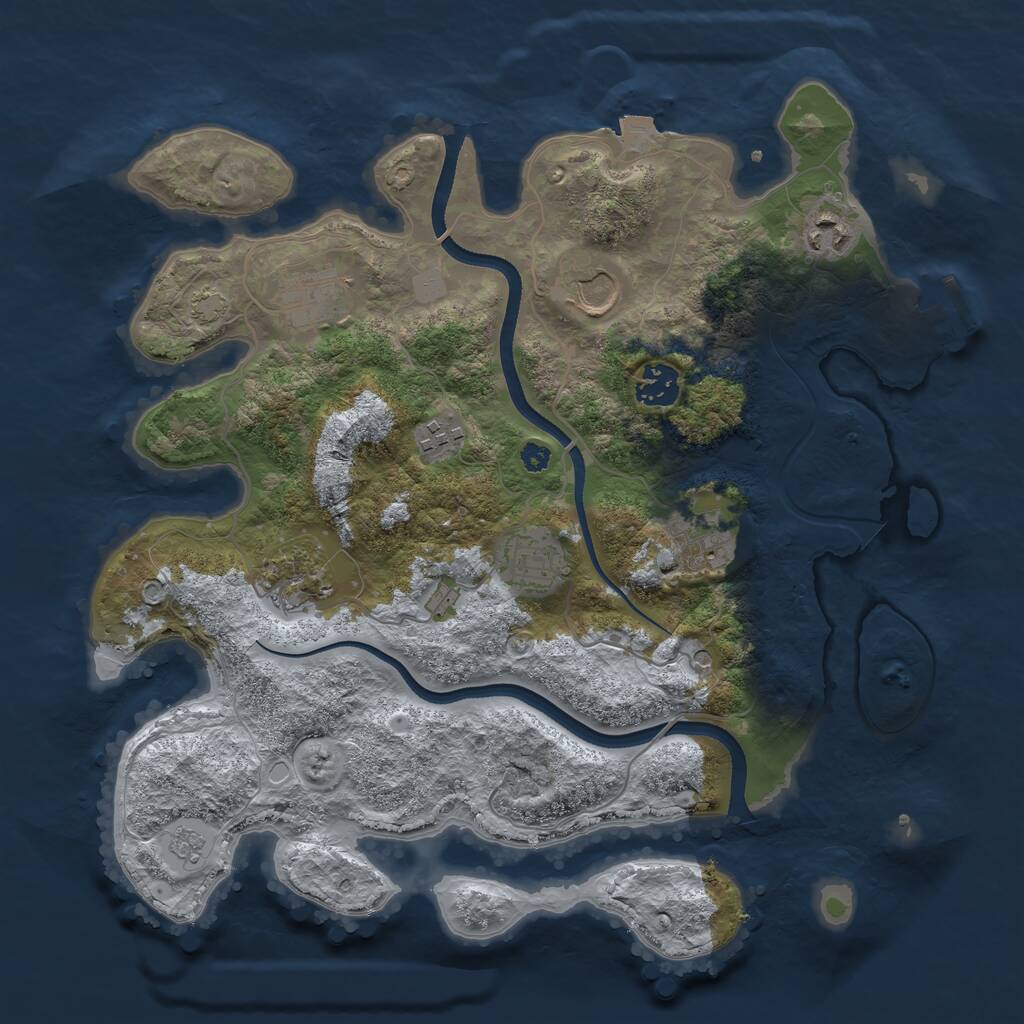 Rust Map: Procedural Map, Size: 3500, Seed: 1845893546, 13 Monuments