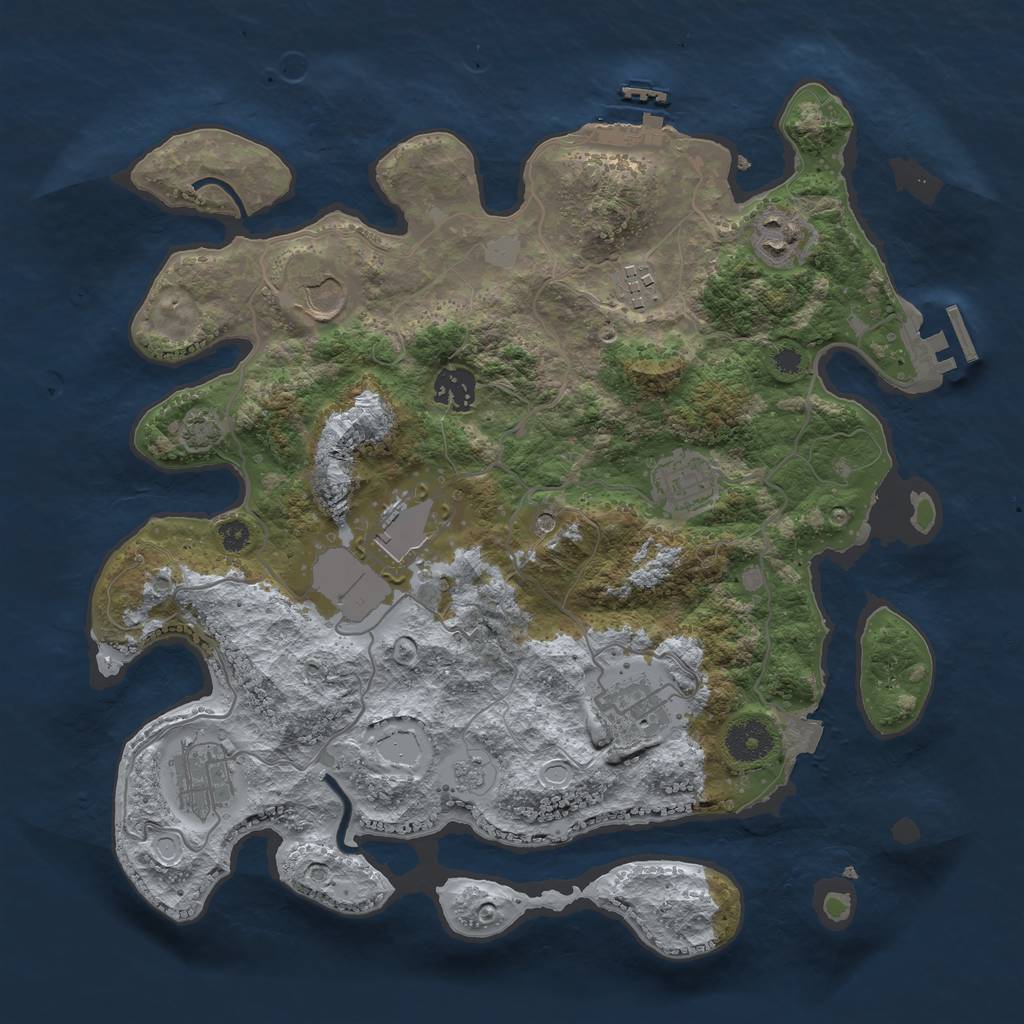 Rust Map: Procedural Map, Size: 3500, Seed: 1845893546, 16 Monuments