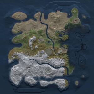Thumbnail Rust Map: Procedural Map, Size: 3500, Seed: 1845893546, 13 Monuments