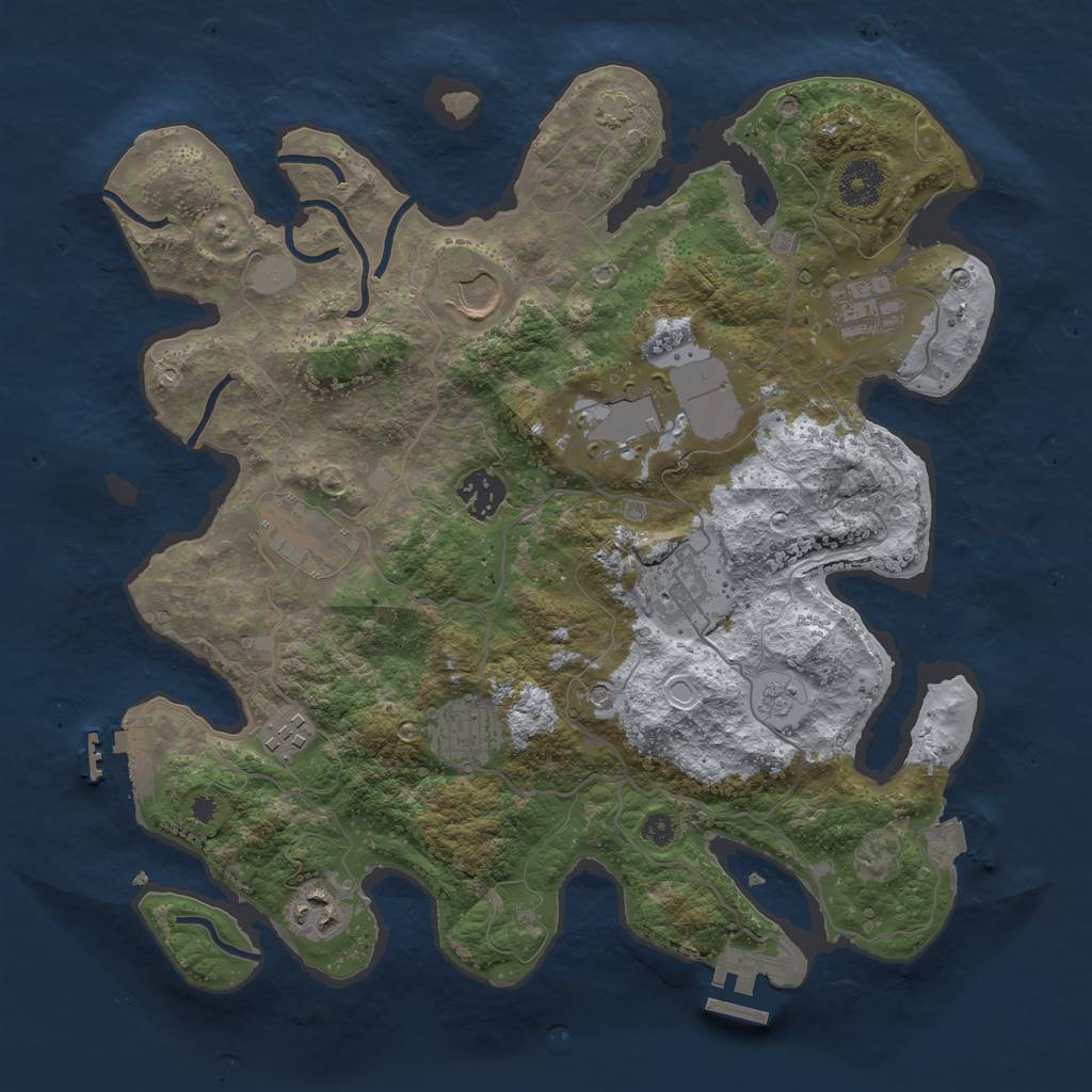 Rust Map: Procedural Map, Size: 3500, Seed: 806915925, 17 Monuments