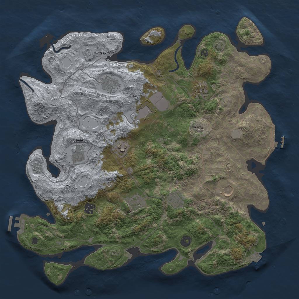 Rust Map: Procedural Map, Size: 4000, Seed: 1328088405, 18 Monuments