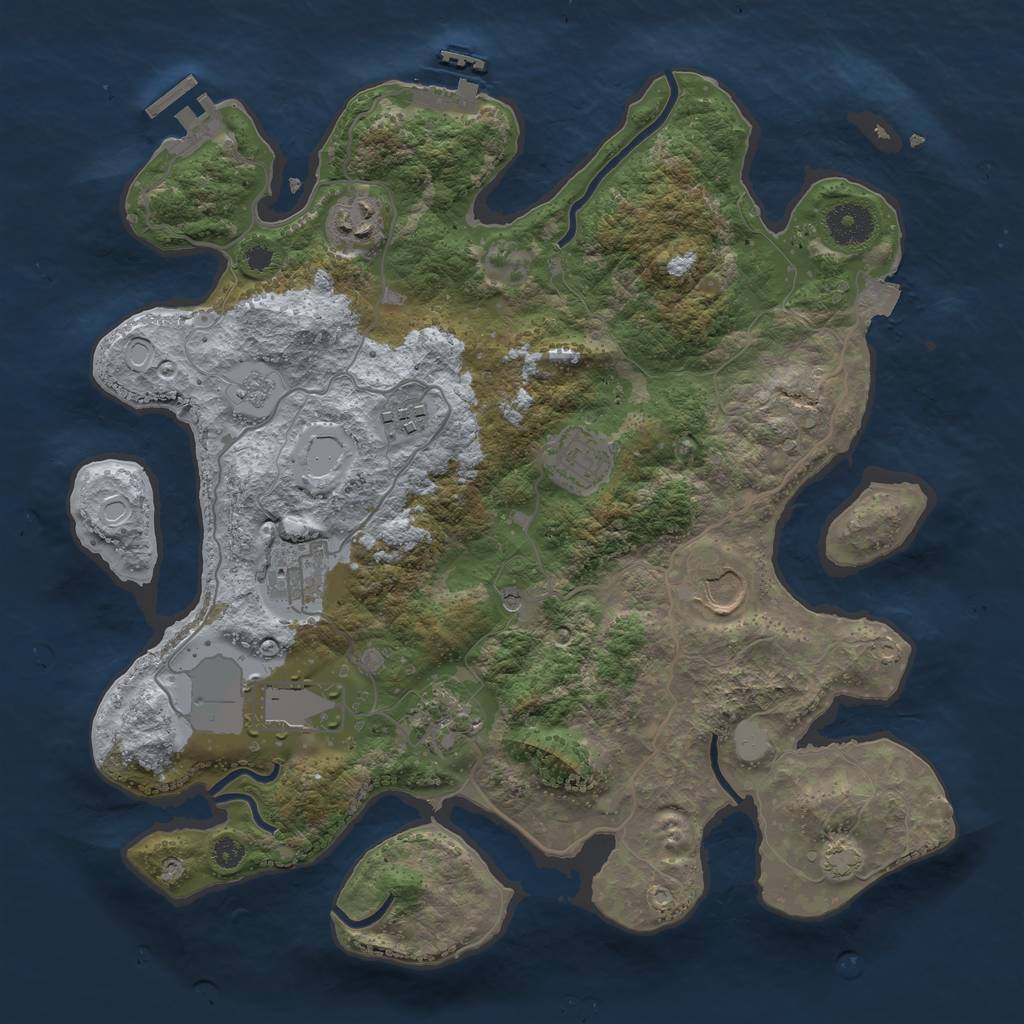 Rust Map: Procedural Map, Size: 3500, Seed: 381140628, 15 Monuments