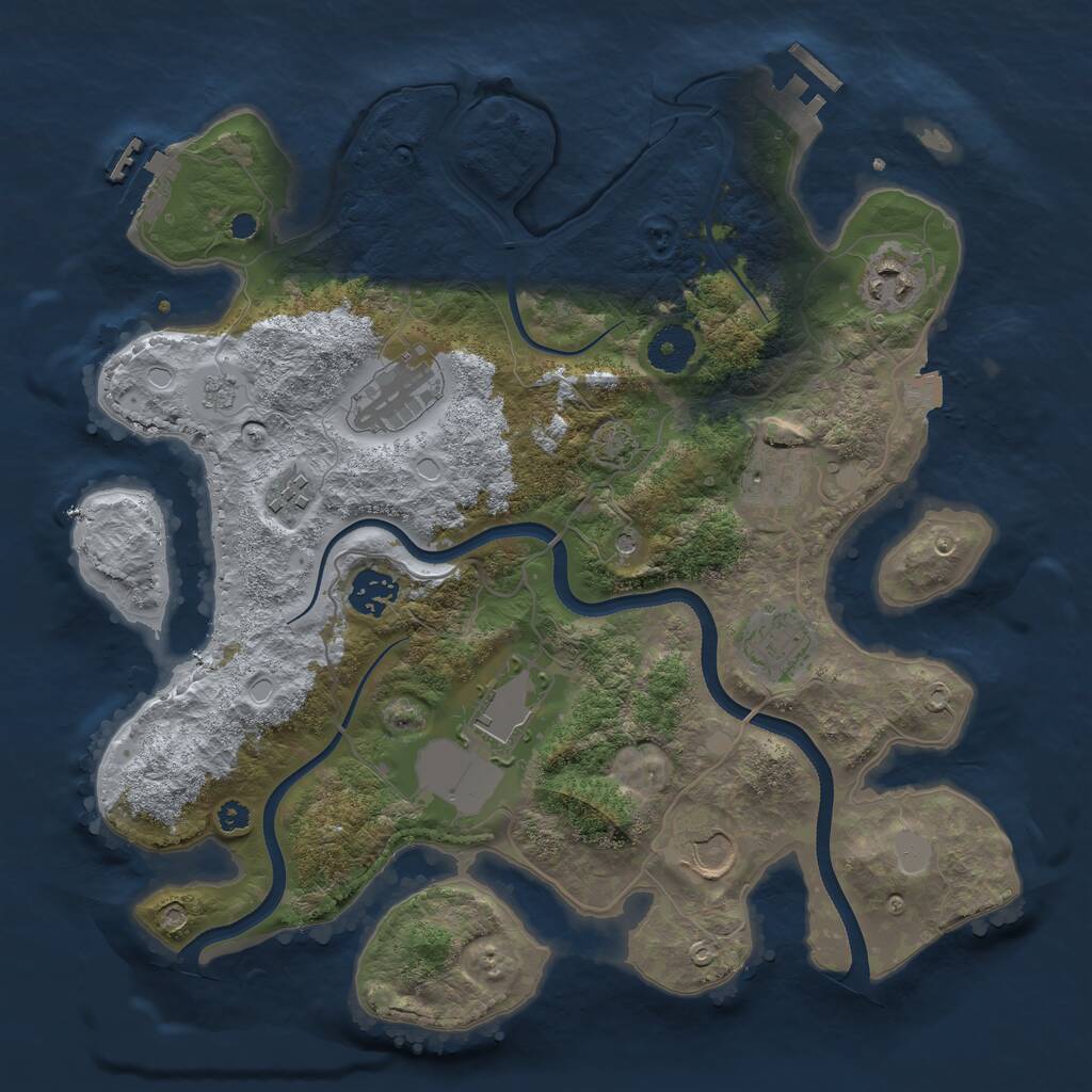 Rust Map: Procedural Map, Size: 3500, Seed: 381140628, 14 Monuments