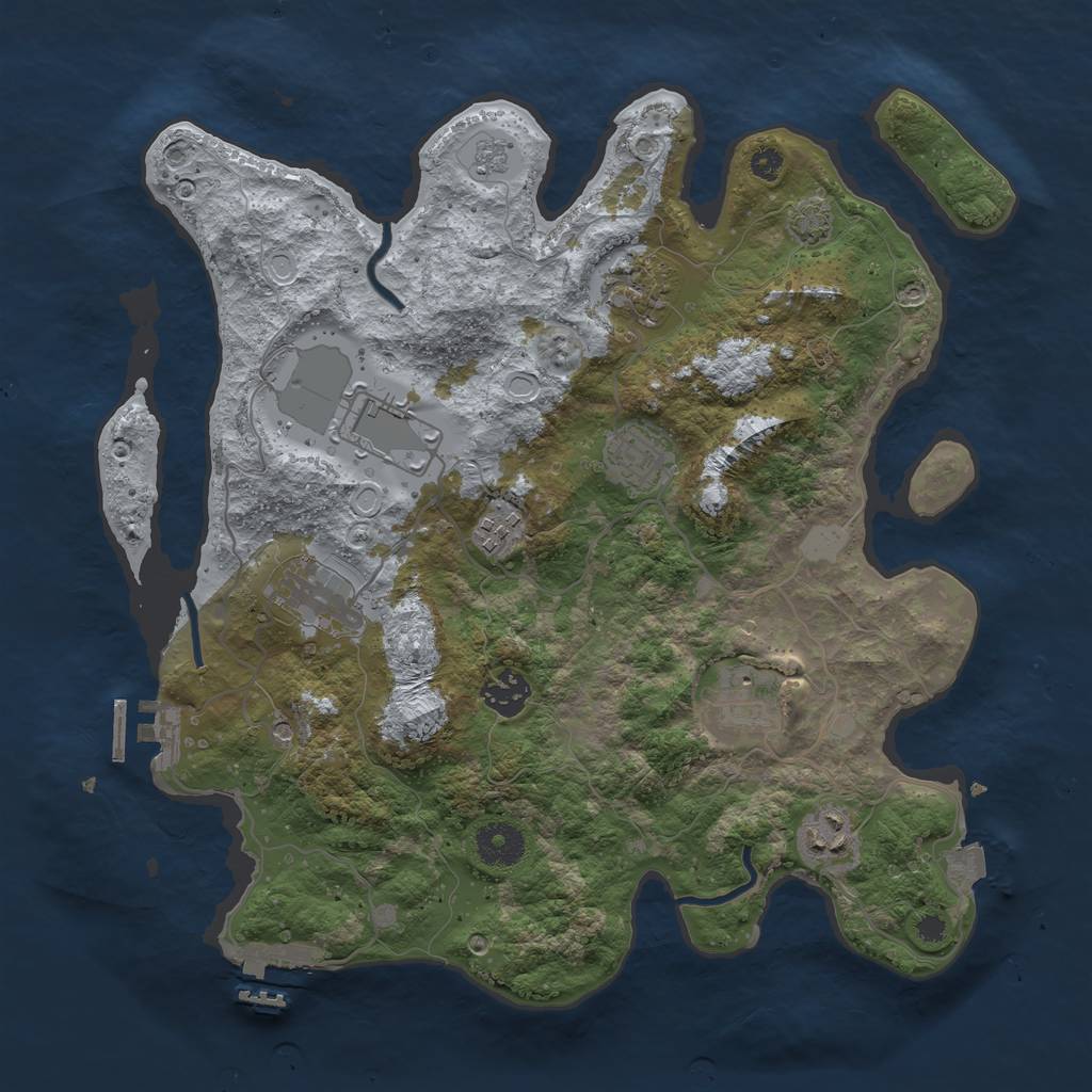 Rust Map: Procedural Map, Size: 3500, Seed: 44991, 16 Monuments