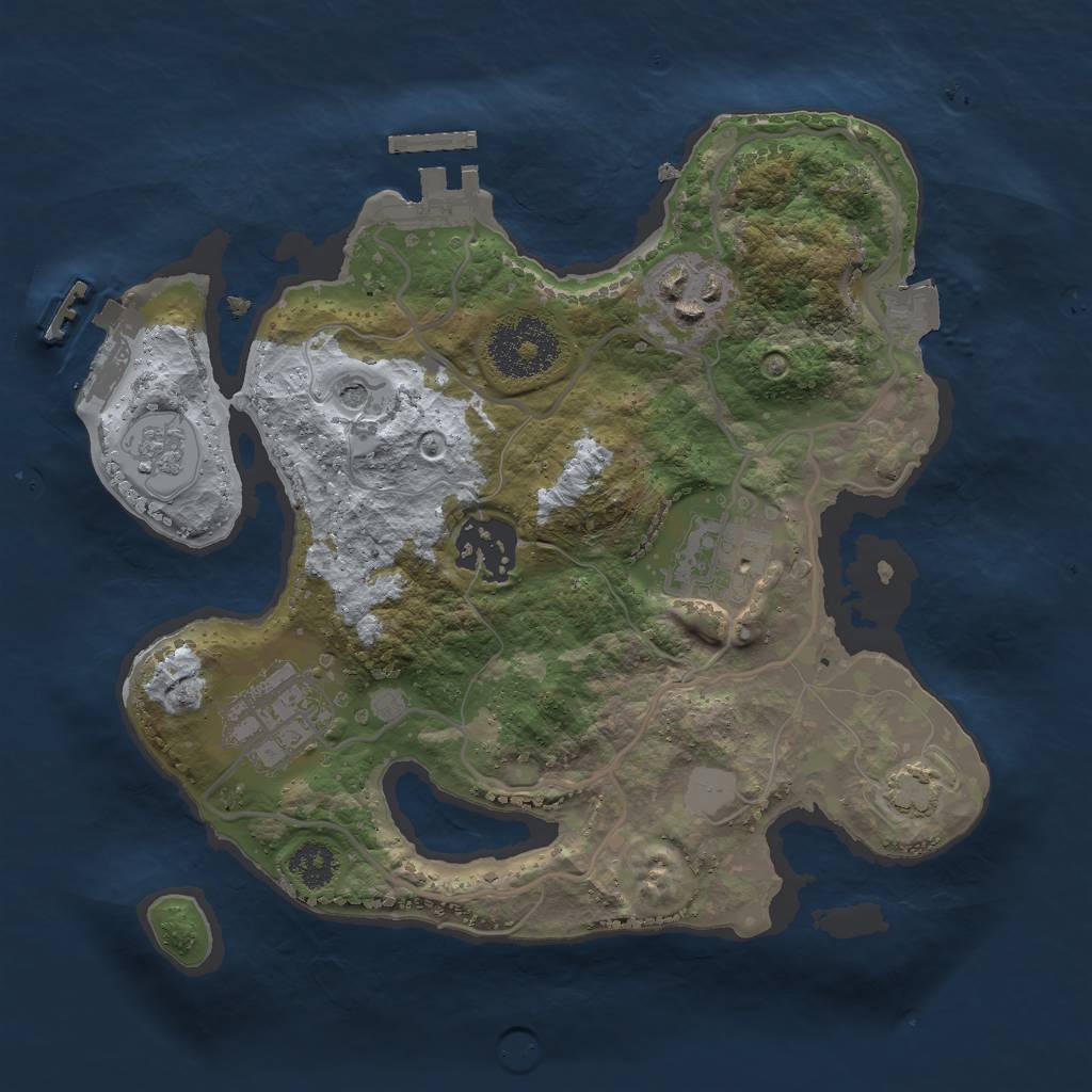 Rust Map: Procedural Map, Size: 2500, Seed: 910063312, 12 Monuments