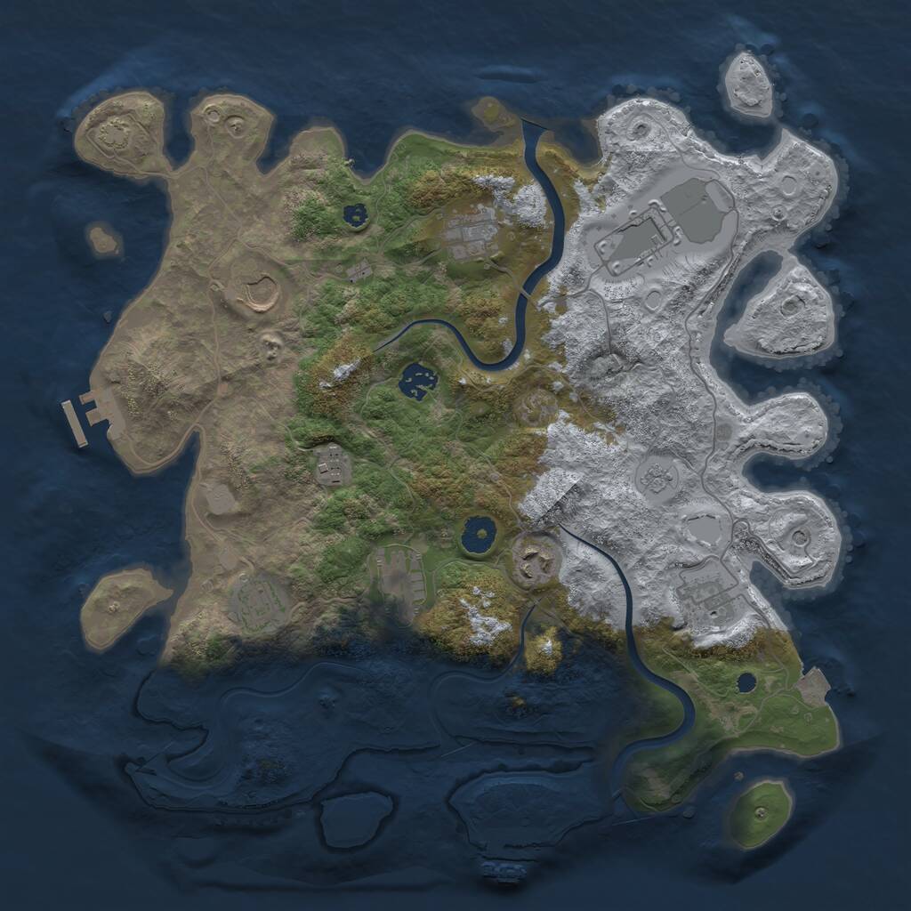 Rust Map: Procedural Map, Size: 3800, Seed: 1241255, 15 Monuments