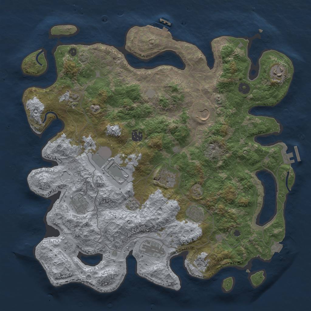 Rust Map: Procedural Map, Size: 4000, Seed: 264890891, 18 Monuments