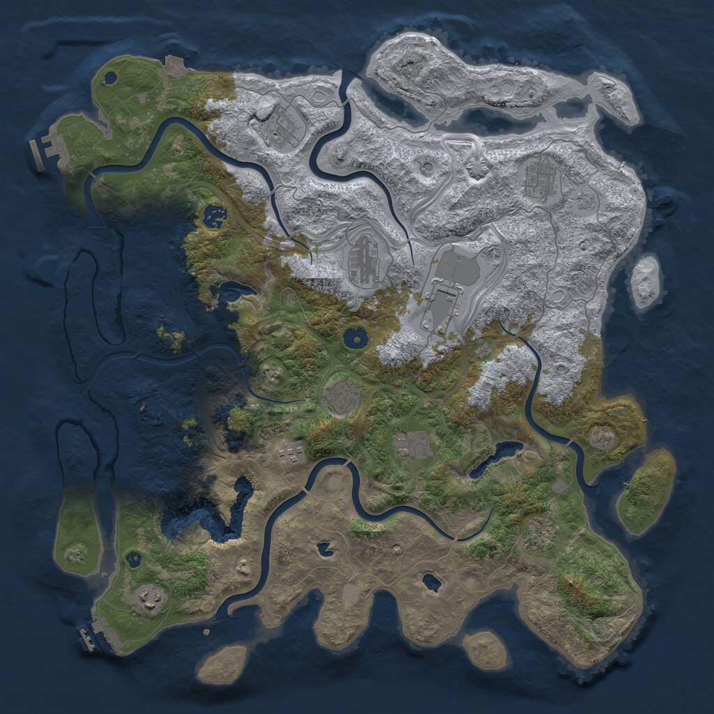 Rust Map: Procedural Map, Size: 4500, Seed: 667036386, 16 Monuments